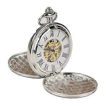 Relógio de Bolso Mecânico Clássico Vintage Esqueleto Automático - Novidade S04