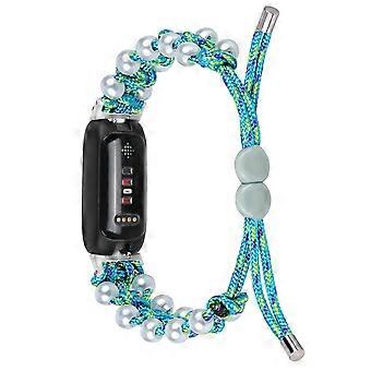 Para Fitbit Inspire 3 Pearl Decor Ajustable Trenzado Cuerda Wrist Band Elegante Correa de reloj inteligente