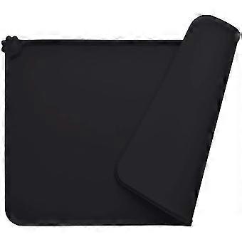 Dog Bowl Mat, Fda Compliant Silicone Cat Feeding Mat, Waterproof And Non-slip, Black, 47 X 30 Cm