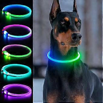 Light Up Dog Collars, Multi-Color USB Rechargeable UBIUO LED Dog Collar 1 Count, TPU Cuttable Size Glow Collar for Dogs, Dog Collar Light for Large Me