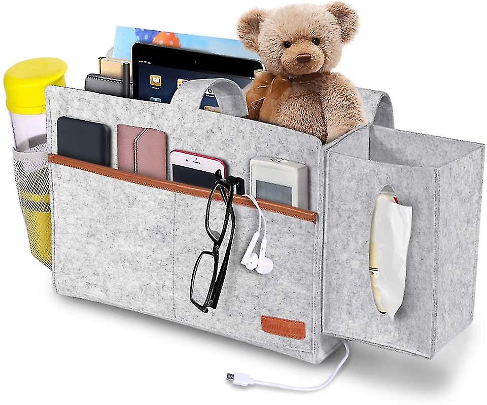Bedside Pocket Felt Hanging Storage Bag With Tissue Box And Water Bottle Holder