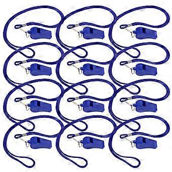 36pcs Plastic Whistle with Lanyard - Loud Crisp Sound - Emergency Survival Whistle for Hiking Camping Soccer Basketball and Outdoor Activities Blue