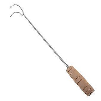 Gancho de aletas de carne de acero inoxidable con mango de madera para parrillas Gancho de carne giratorio para cocinar al aire libre Accesorios de picnic para acampar