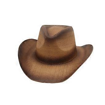 Brown Straw Cowboy Hat Wide Brim Breathable Summer Hat Unisex
