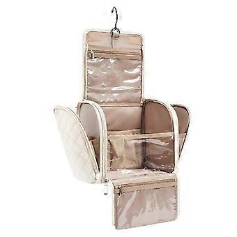 Trousse de toilette, trousse de maquillage de voyage avec crochet de suspension, sac à cosmétiques pour faire un étui de rangement, grande capacité : blanc crème