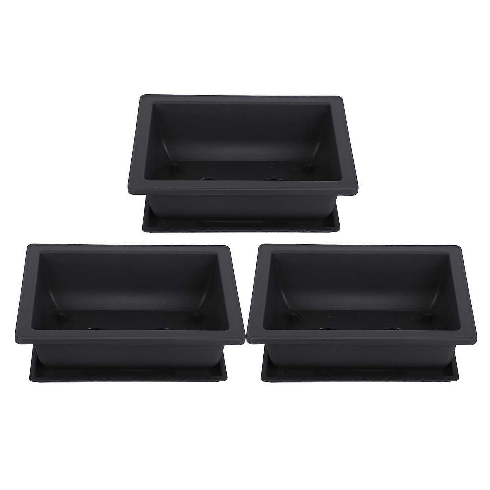 Plastic Bonsai Training Rectangular Pots for Plants 3Sets with Drainage