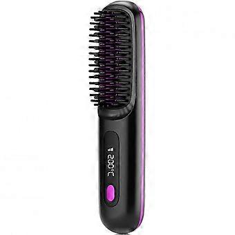 USB Charging Portable Hair Straightener Brush Comb Dual Voltage Electric Hot Straightening Tool