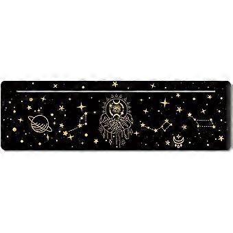 10 x 3 Inch Wooden Tarot Card Stand Black Rectangle Shaped Tarot Card Galaxy and Evil Eye Pattern Altar Display Holder for Witch Divination Tool Tarot
