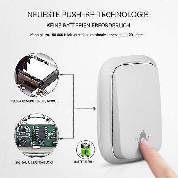 Battery-free wireless doorbell, plug-in wireless waterproof