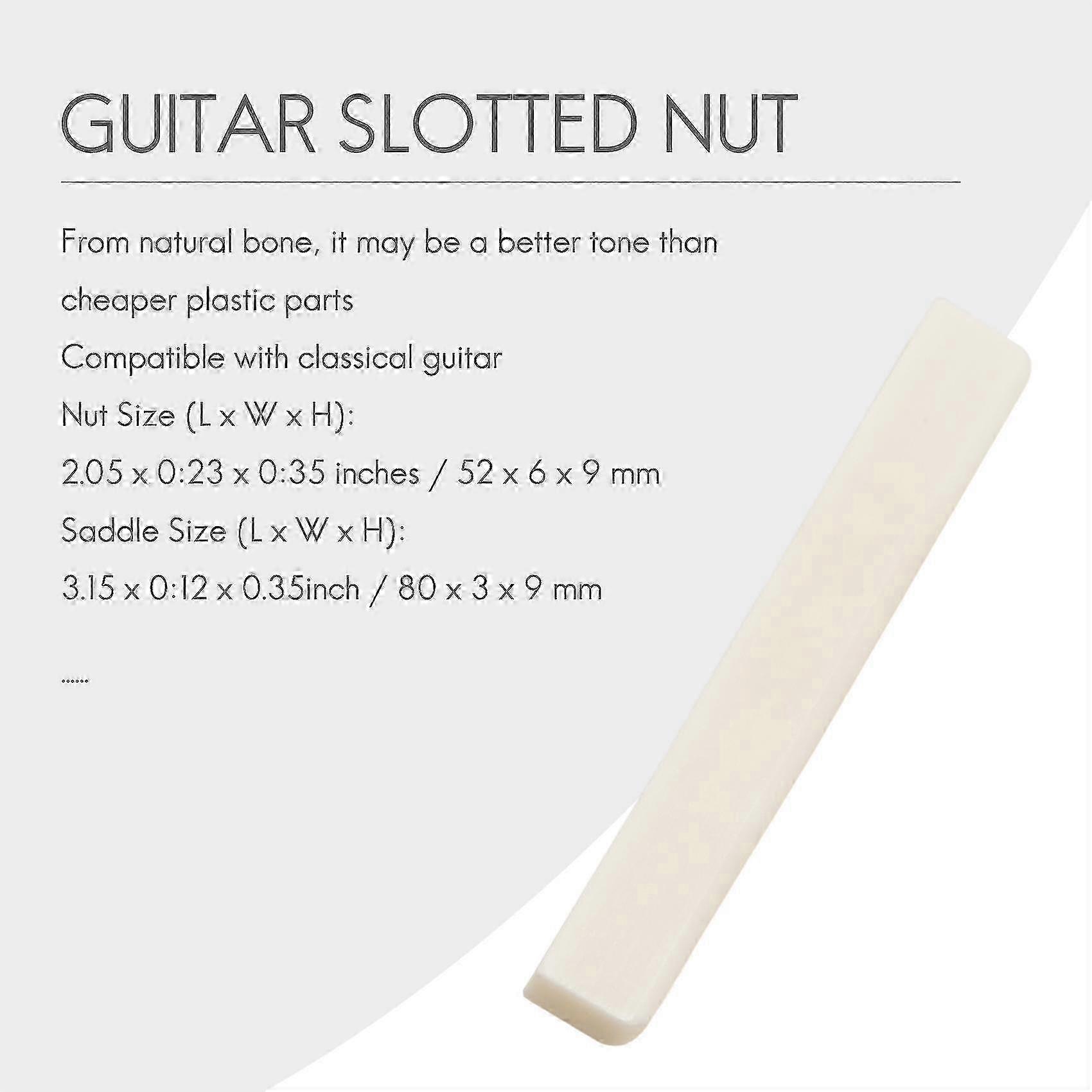 Classical Guitar Bone Slotted Saddle Nut Set