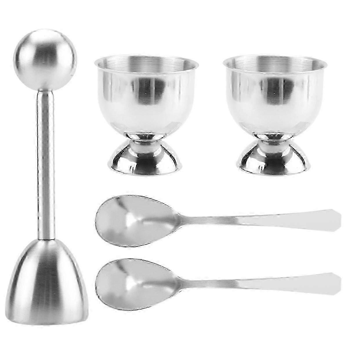 Soft and Hard Boiled Egg Topper Cracker Set Includes Cups Compatible with Shell Removal