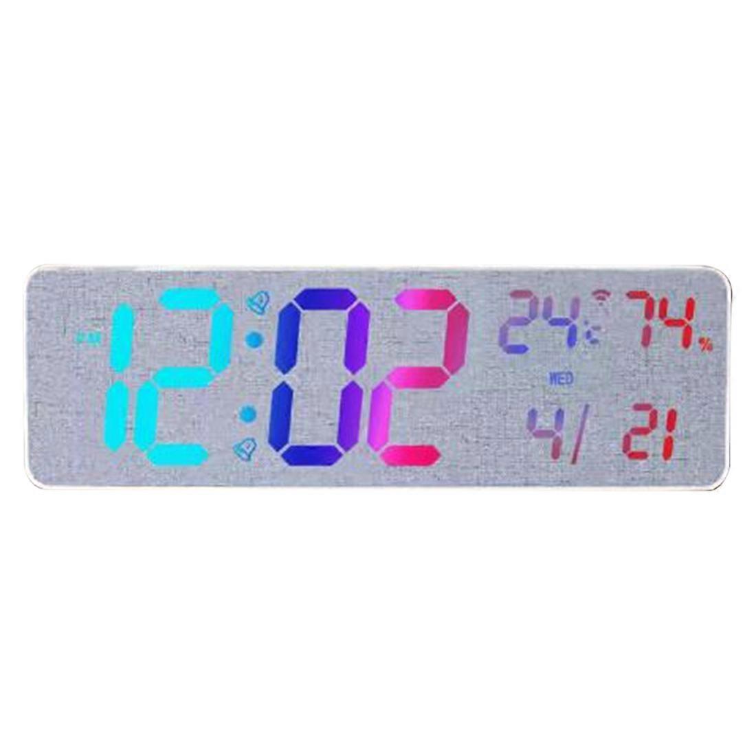 RGB Digital Wall Clock TEMP Humidity Date Week Count-Up/Countdown 12/24H Bluetooth Time Synchronization LED Clock