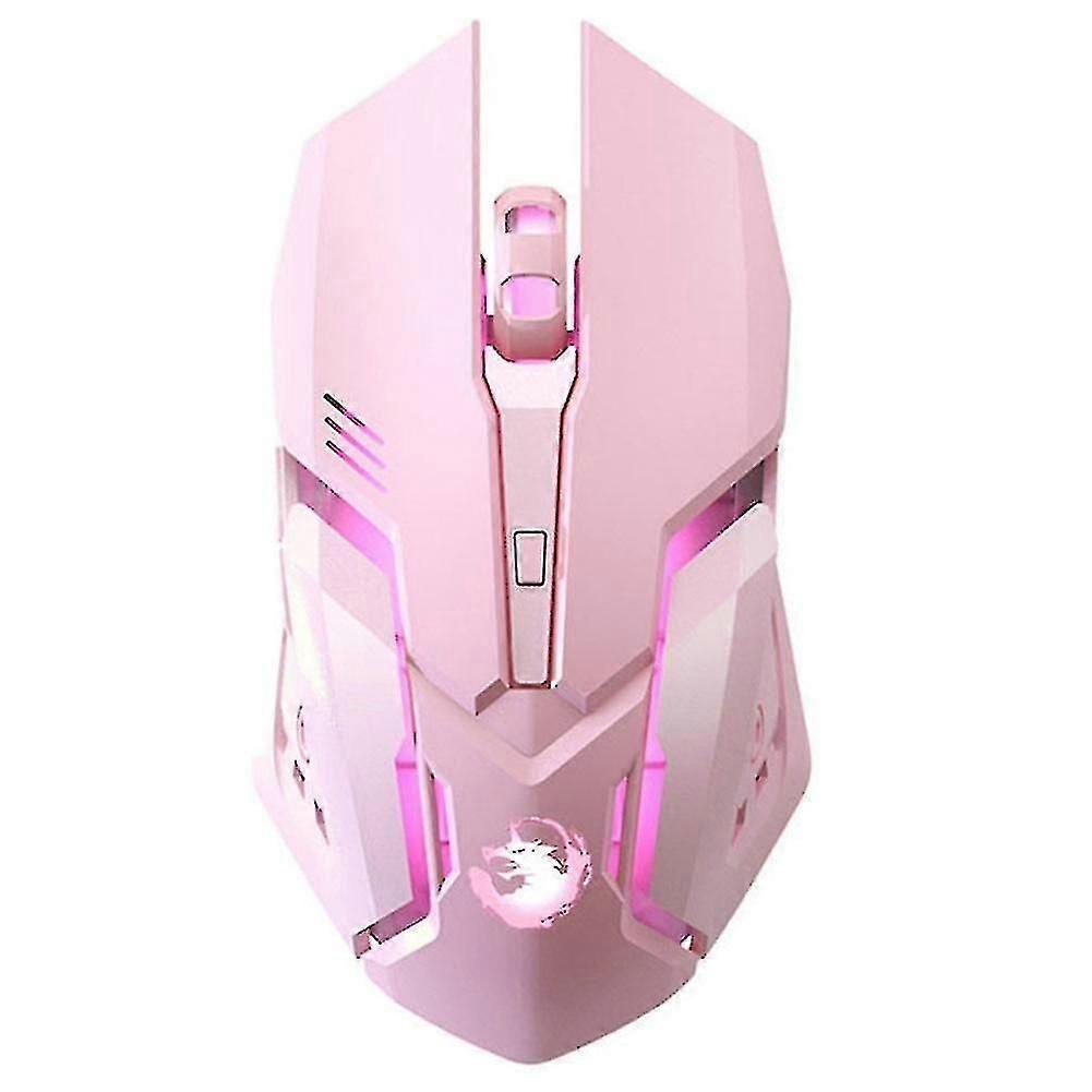 Wireless Mouse 2.4g Silent Rechargeable Led Light Gaming Mouse (pink)