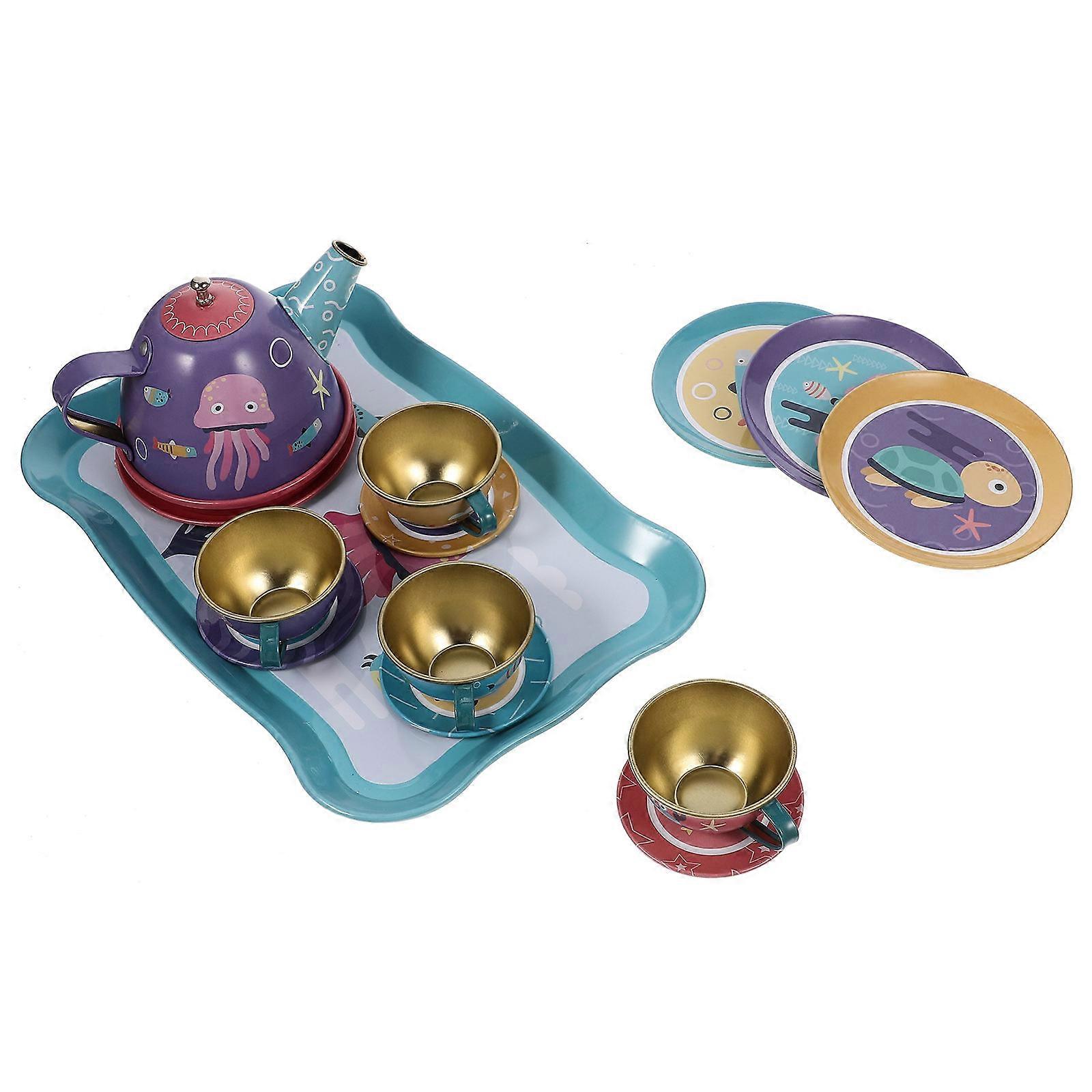 Assorted Tea Set Toy Ocean Pattern for Pretend Play Included