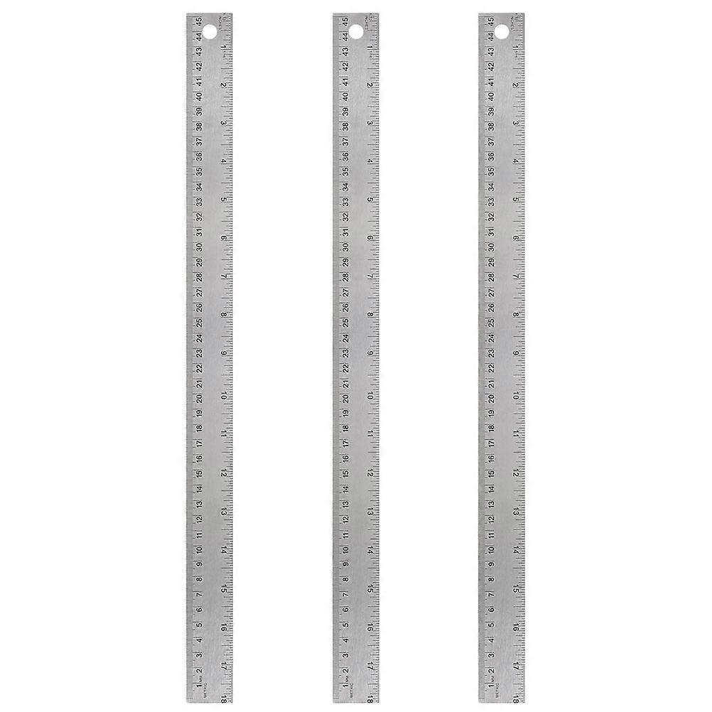 Multi-Function Students Rulers with Soft Cork Backing Stainless Steel 3Pcs