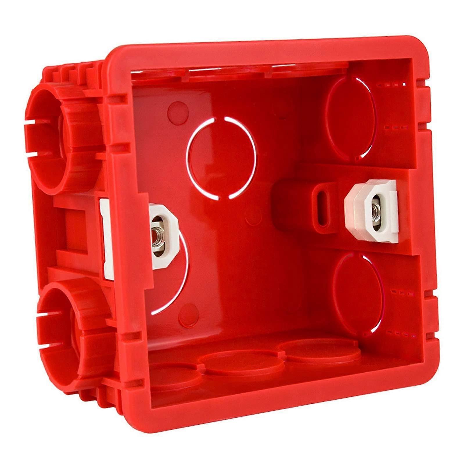 Electrical Switch Box 86 Type Concealed Wall Installation PVC Junction Box Red Durable Easy Mounting