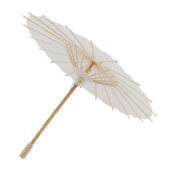 Chinese Paper Parasol 28cm White DIY Umbrella with Solid Wood Frame for Art Decoration and Photography