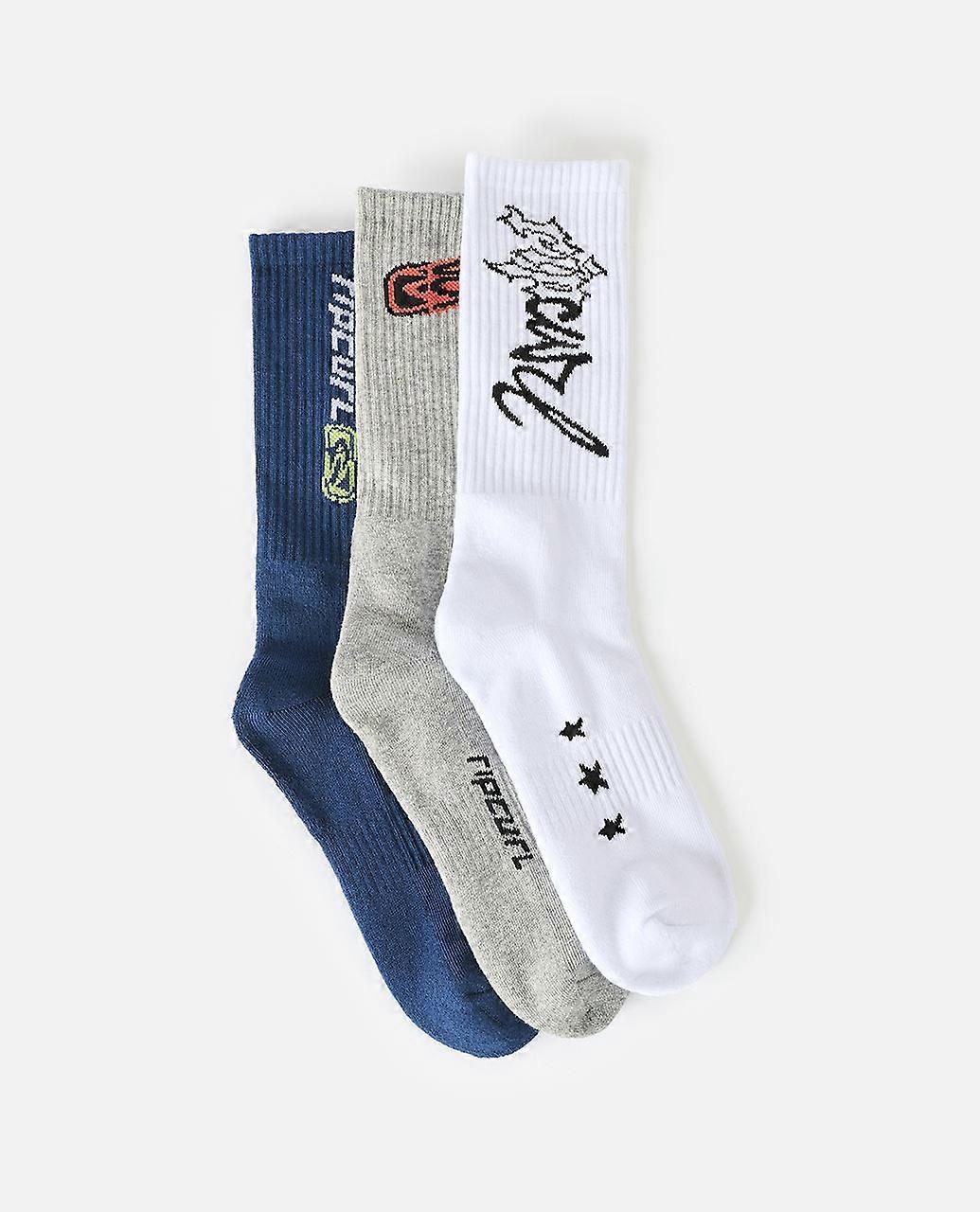 Rip Curl 3 Pack Retro Mens Crew Socks