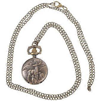 Type Deer Pattern Pocket Watch Quartz for Daily Use 4Pcs