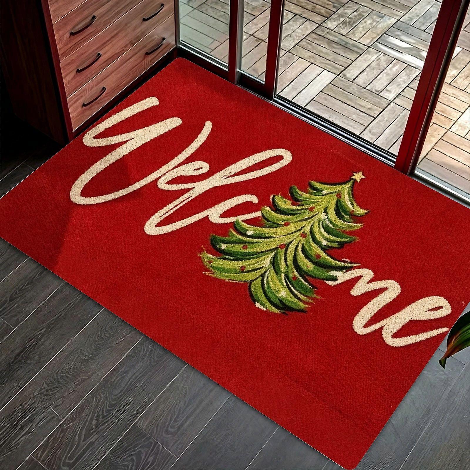 Welcome pine tree Christmas Pattern Floor Mat