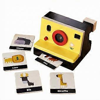 Wooden Camera Toy with Picture Cards Long-Lasting for Playroom, Preschoolers