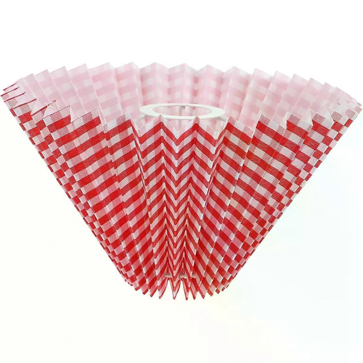 Grid Grain Cloth Lampshade with E27 Folding Design