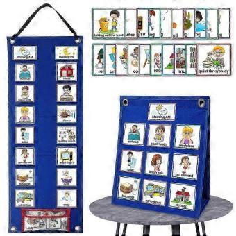 70-Card Visual Schedule Kit With Standable Felt Board