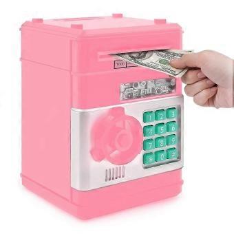 Piggy Bank Code Lock for Kids, Electronic Mini ATM Safe Coin Cash Banks Real Money Saving Box with-brnv