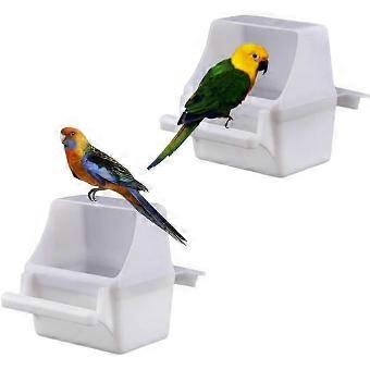 2 Bird Feeding Dish Cups Plastic Bird Cage Cup,Parrot Cage Replacement Food and Water Cup for Bird Parrot Water Food Dish Feeder 9*5.5*7.5CM white cor