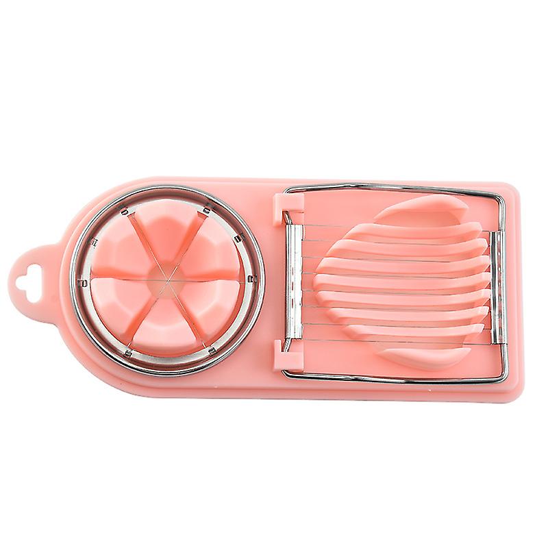 Egg Slicer Multifunctional Boiled Egg Dicer Kitchen Fruit Vegetables Divider Tool (3pcs, pink)