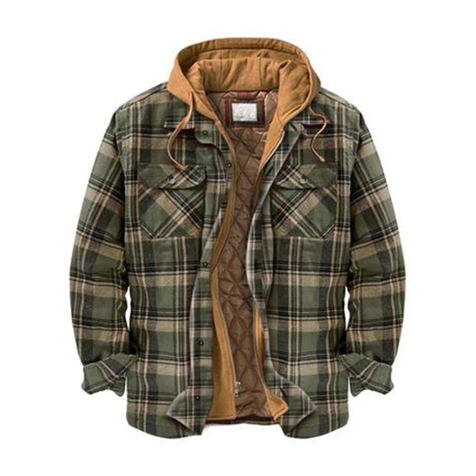 Men's Quilted Lined Hooded Jacket With Shirt