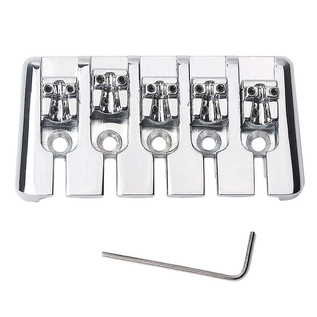 Chrome L Shape 5 String Bass Bridge with Wrench Replacement for Bass Guitar