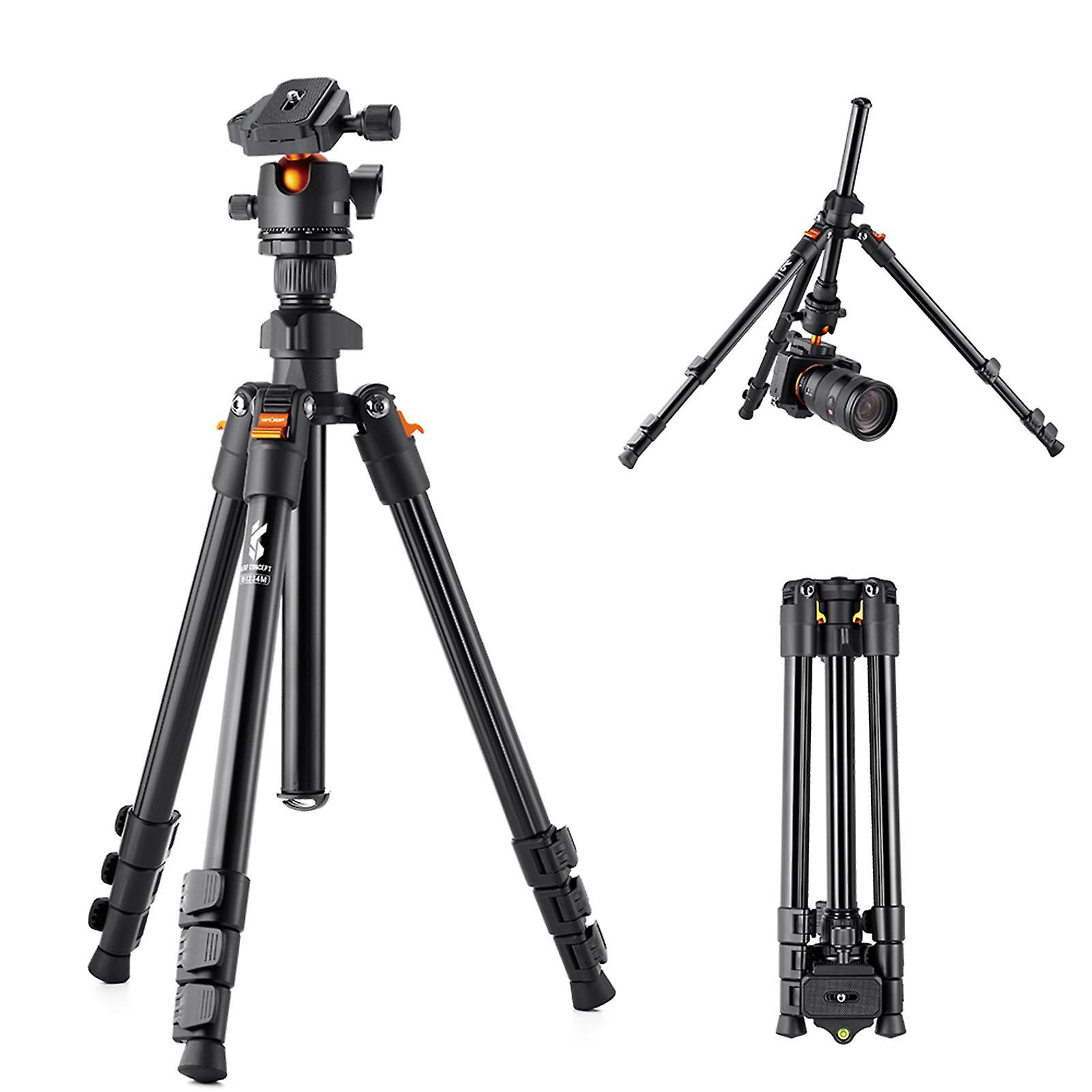 K&F CONCEPT Portable Camera Tripod Stand Aluminum Alloy 160cm Low Angle Photography Travel Tripod with Carrying Bag