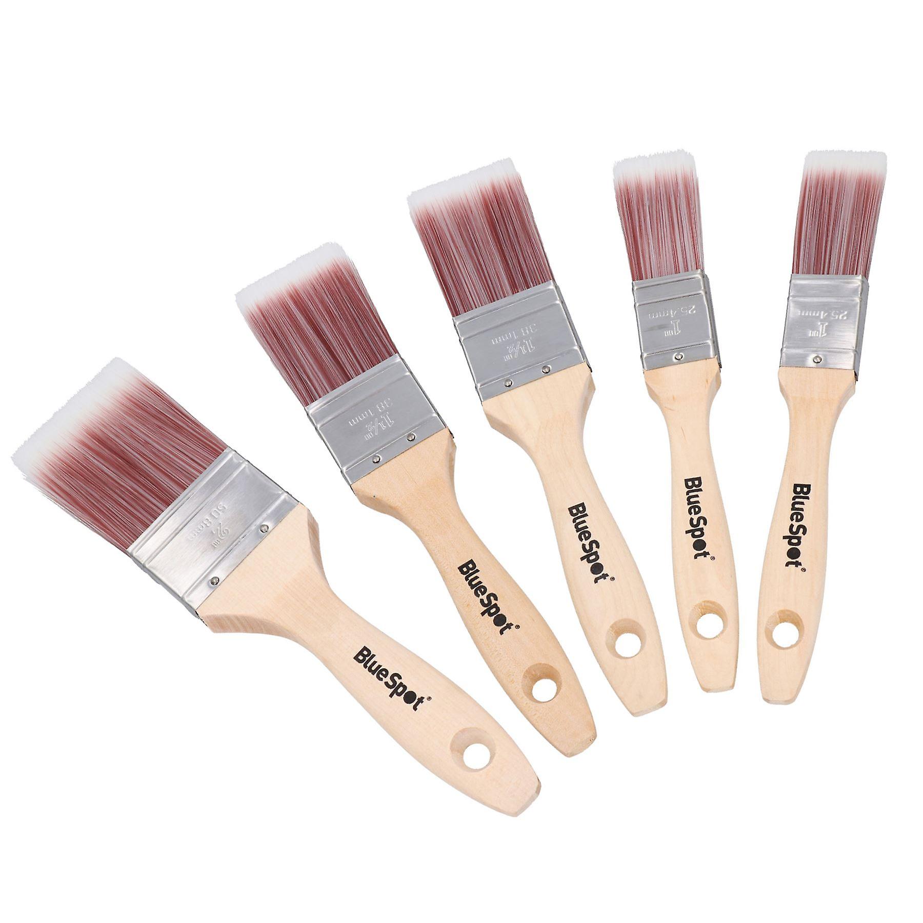 5pc Synthetic Paint Brush Painting + Decorating Brushes Wooden Handle 1” – 2”