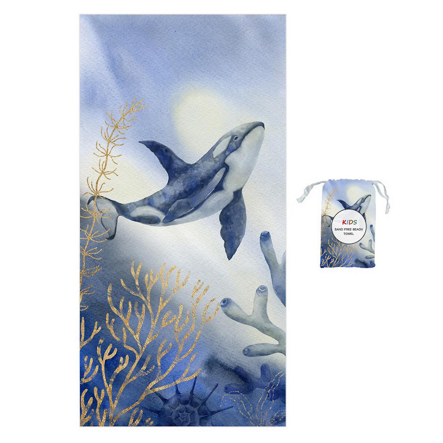Kids Bath Towel Hidden Buckle Design Swimming Water Absorption Superfine Fiber Shape Kids Bath Towel
