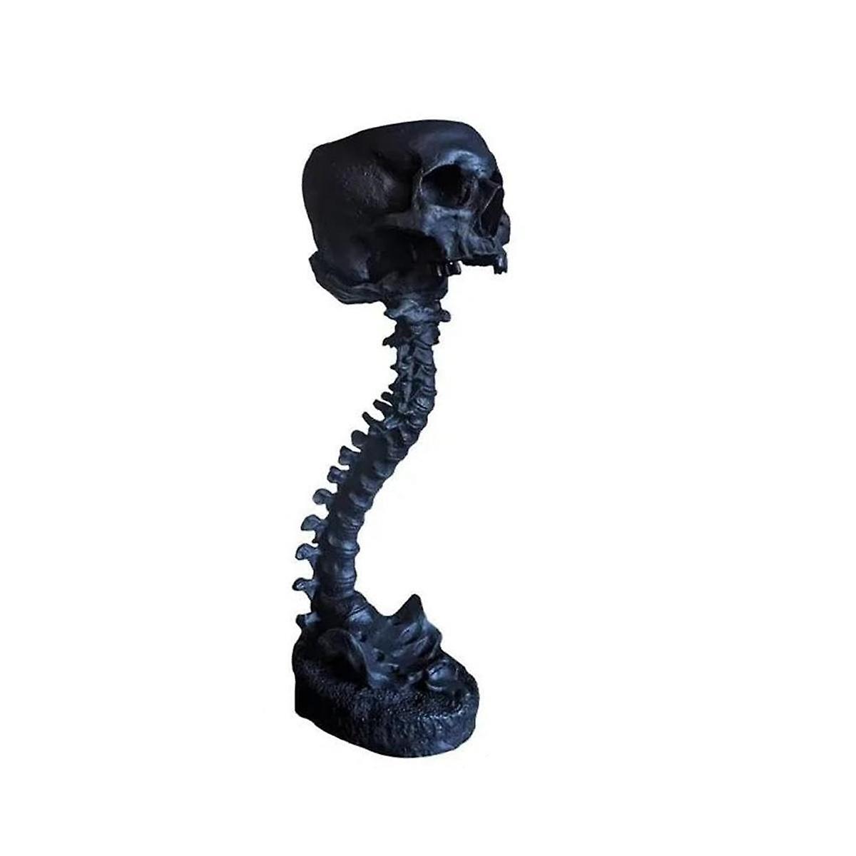 Resin Skull Planter & Spine Stand Set, Polyresin Skulls Pot, Halloween Decoration Retro Human Skull