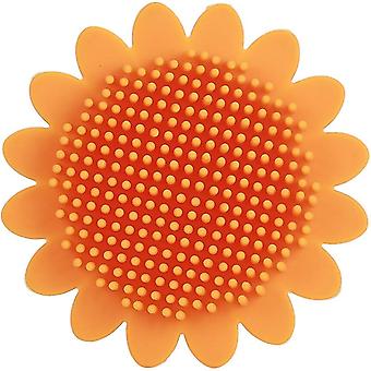 Babybadborste, mjuk babyschampobad silikonborstmassagerare (orange)