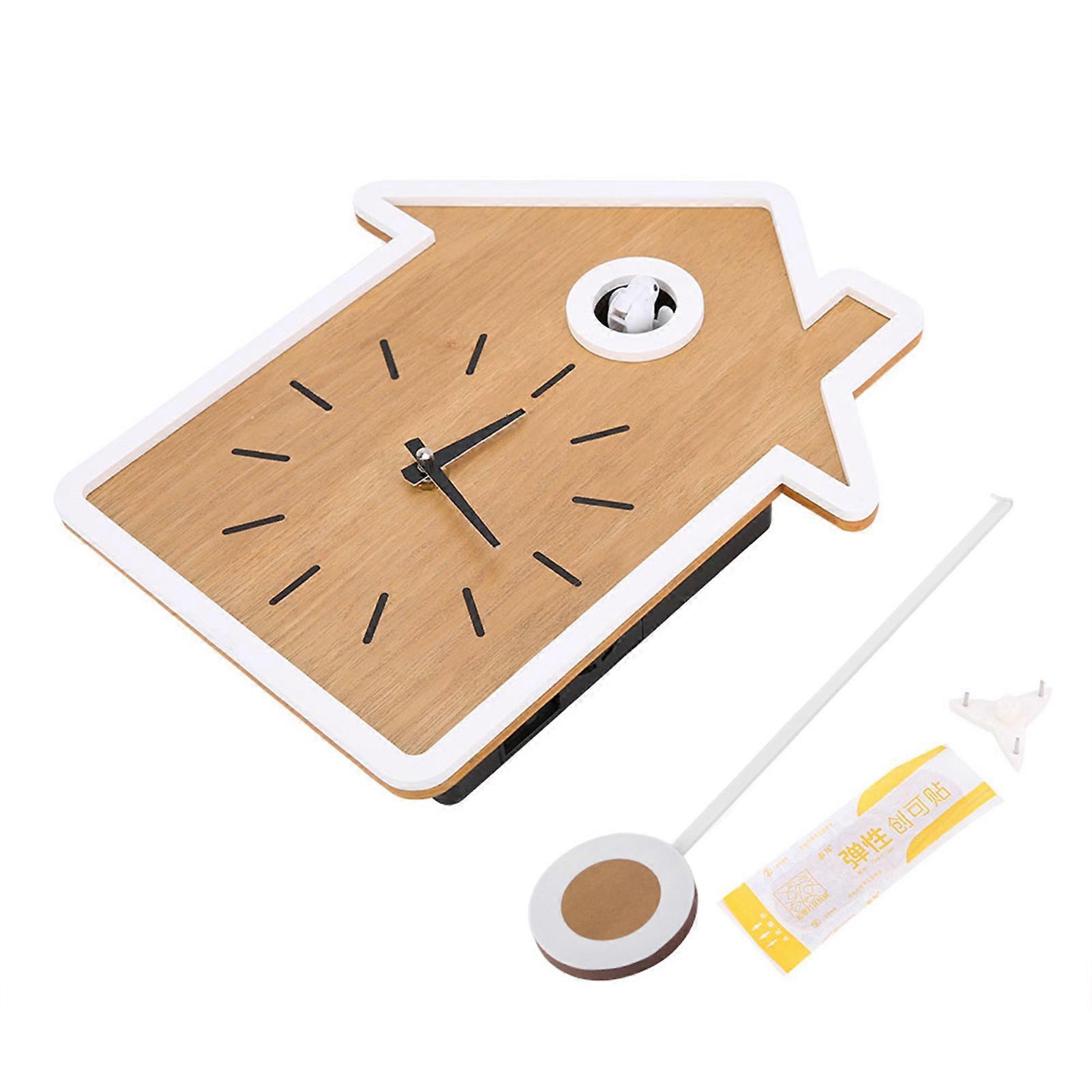 Simple and modern Nordic style cuckoo wall clock (white)