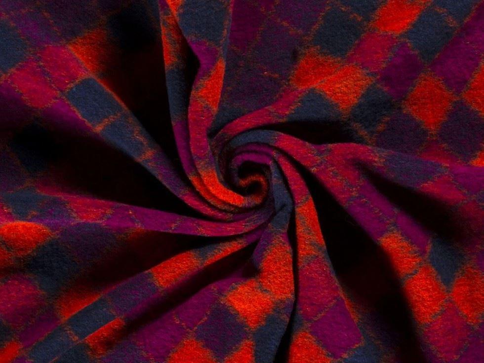 Minerva Wool Blend Knit Coating Fabric Plum Multi - per metre