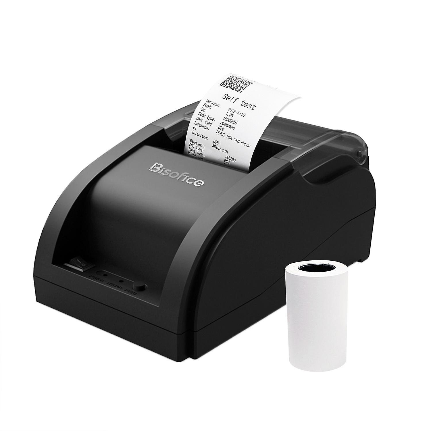 Bisofice Desktop 58mm Thermal Receipt Printer Wired Barcode Printer USB Connection with 1 Roll Paper