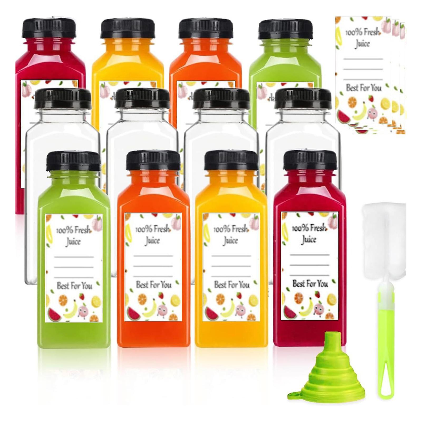 Juices Bottles With Lid Reusable Portable Juices Bottles with Labels Sticker for Indoors