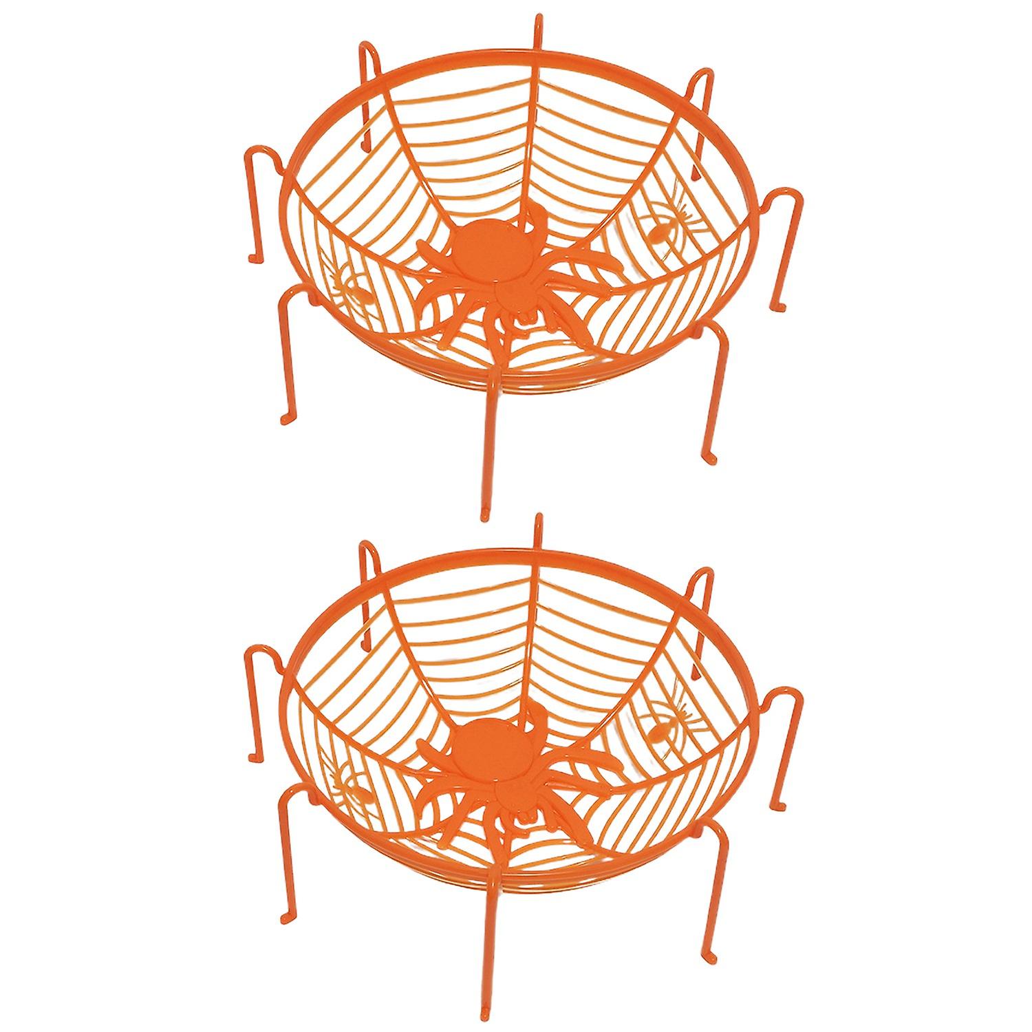 2Pcs Spider Web Candy Baskets Fruit Plates Bright Color Not Easily Deformed Halloween Party Plates