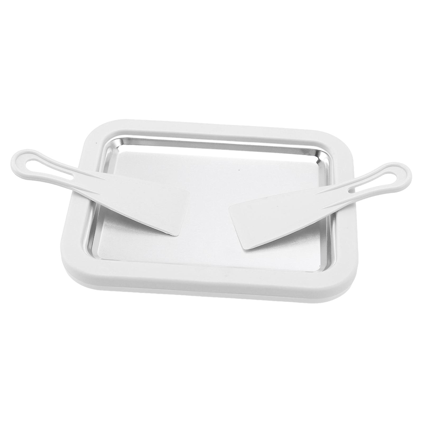 Machine à glace à rouler en acier inoxydable, grande taille, avec pelle en plastique, blanche, sans branchement