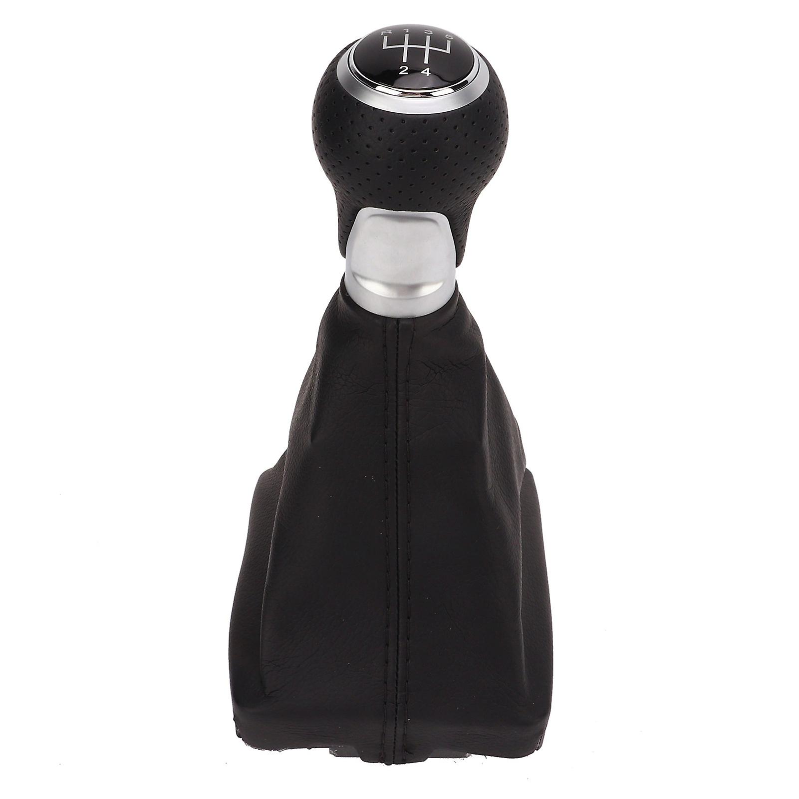 Gear Shift Knob Set 5 Speed PVC Leather Gearstick Lever Gaiter Kit for A6 C6 2004‑2011 Silver Ring