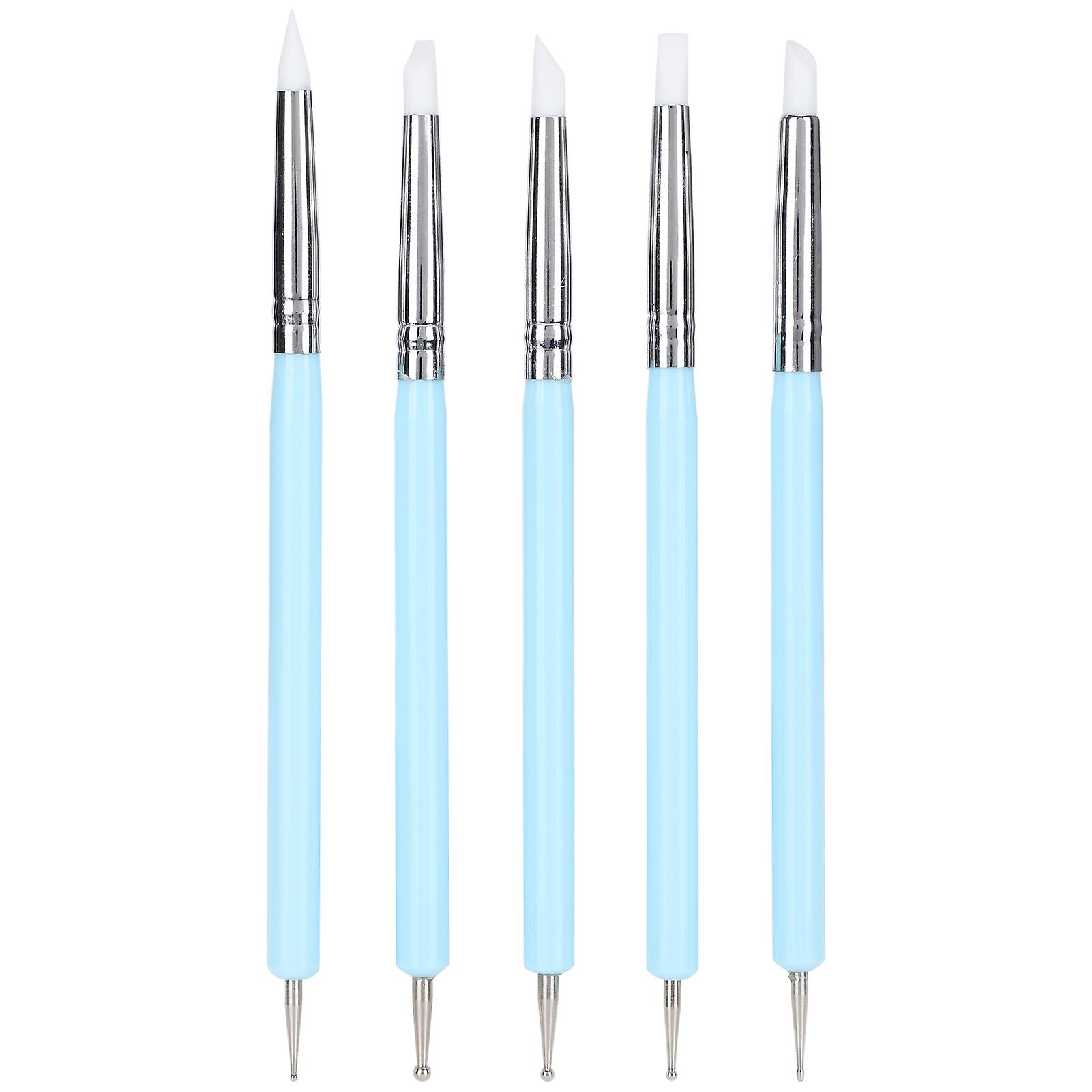 5pcs Silicone Clay Sculpture Pens Ball Styluses Nail Art Dotting Tools Pottery Brushes for Crafting and Modeling