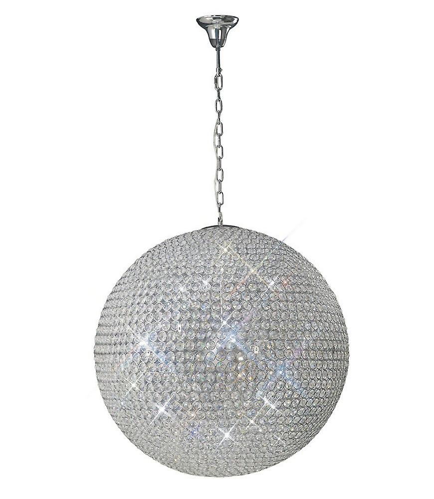Ava Globe Ceiling Pendant 12 Light Polished Chrome, Crystal