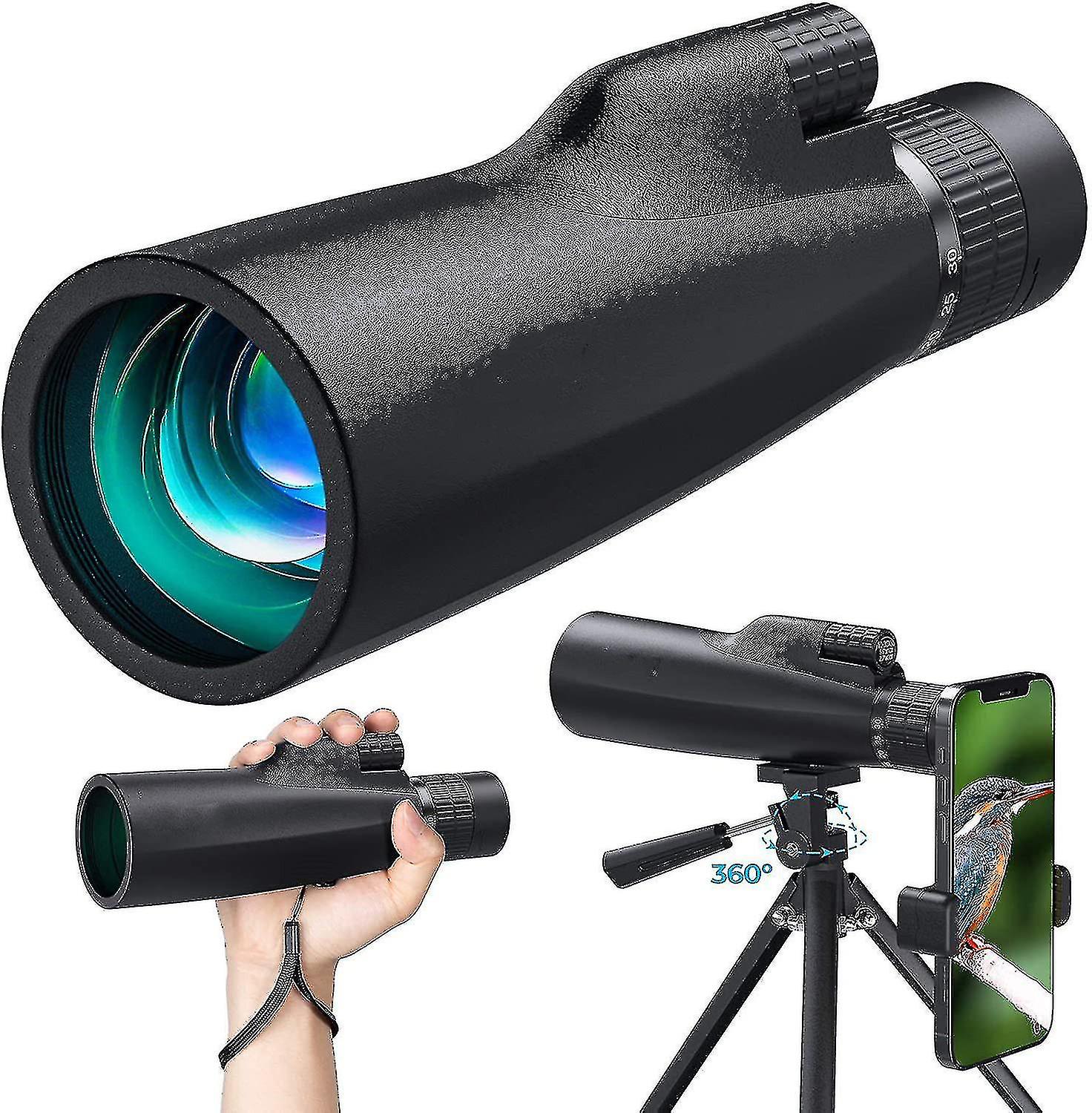 10-30X50 Hd Monocular Telescope High Power Magnification Monocular For Adults With Smartphone Holder, Rotatable Tripod, Bak4 Prism And Fmc For Wild An