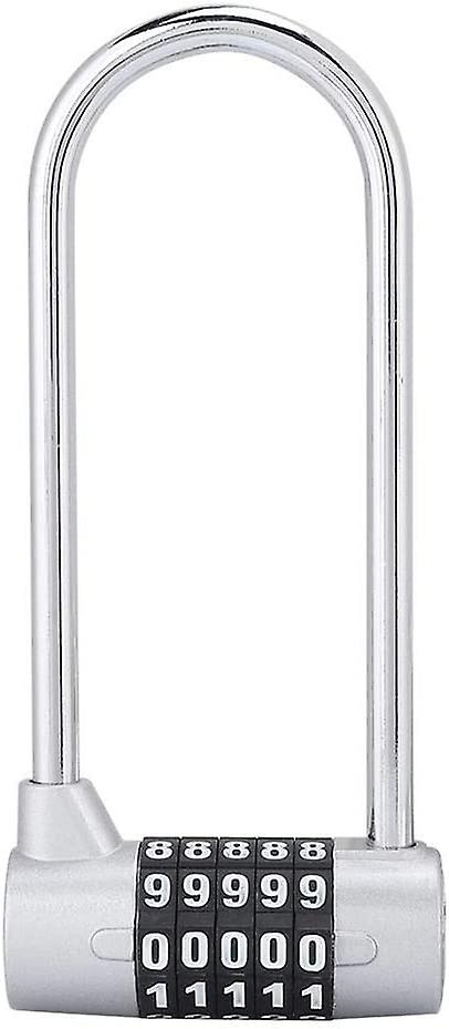 U Shaped Security Code Combination Zinc Alloy Padlock U Shaped Combination Padlock(Silver)