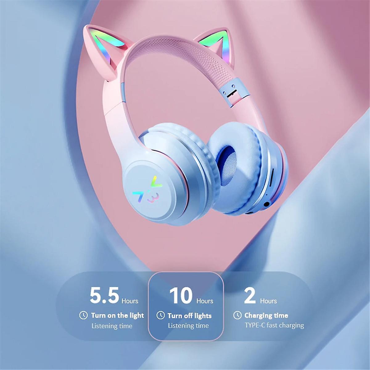 Gradient Color Wireless Headphones Bluetooth Headsets with Mic Foldable HIFI Supports TF Card Nois