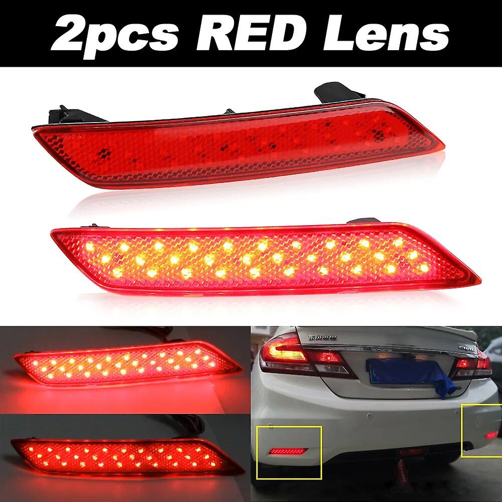 2 db piros/füst lencse 2013-2015 Honda Civic Sedan LED hátsó lökhárító reflektor féklámpákhoz Gyári szám: 33505-tr0-a51, 33555tr0a51
